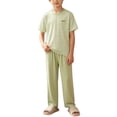 thumbnail image 2 of Mifsaly Two Piece Pajama Set for Girls Boys Striped Short Sleeve T-Shirt and Long Lounge Pants Soft Skin-Friendly Sleepwear Comfortable Nightwear, 2 of 8