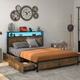 thumbnail image 1 of Gymax Full Industrial Platform Bed Frame with Storage Drawers & LED Lights Headboard, 1 of 10