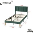 thumbnail image 3 of AUFANK Twin Bed Frame Upholstered Platform with Wooden Slats, Noise-Free, Green, 3 of 6
