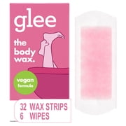 Glee Body Wax Hair Removal Strips for Women, Raspberry Scent, 32 Ct