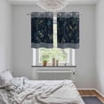thumbnail image 5 of Black Spring Floral Kitchen Curtains Small Short 39 Inch Length, Watercolor Botanical Flower Striped Grommet Bedroom Living Room Curtains, Light Filtering Cafe Curtain Drapes 2 Panels Set 55''x39'', 5 of 9