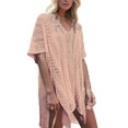 thumbnail image 2 of Beach Cover Up for Women Summer Sexy Hollow Out Seethrough Swimsuit Cover Up Crochet Coverup with Tassel Shermie, 2 of 6