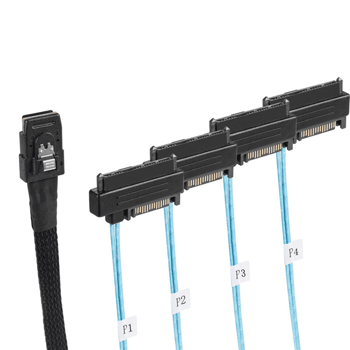 2X Mini Sas Sff-8087 to 4 Sff-8482 Server Array Card Hard Drive Data Cable Sata Power Cable 1m,2 x Mini Sas Sff-8087 To 4 Sff-8482 Cable