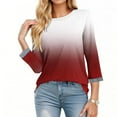 thumbnail image 3 of wdsxpo Shirts for Womens 3/4 Sleeve Casual Crewneck Shirts Gradient Basic Tees Dressy Tunic Business Work Shirts Fall Fashion Tops, 3 of 6