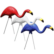 Bloem 3 Pack Flamingo Merica Red White Blue Large 13" x 11" Yard Decorations, Resin Lawn Ornament Stakes with Stainless Steel Legs