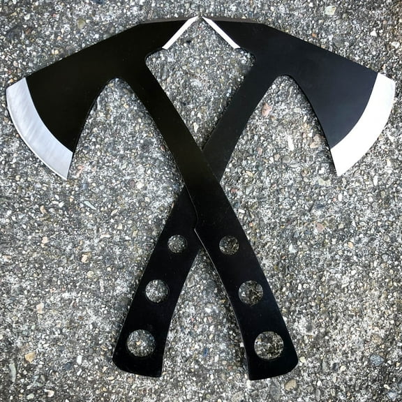 2 PC Black TWIN Double Blade Tomahawk Hatchet AXE Knife For Outdoors Hobby Camping