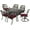 Dark Bronze/Chili Red, variant on MEETWARM 7-Piece Outdoor Patio Dining Set, All-Weather Cast Aluminum Patio Conversation Set with 2 Swivel Rocker Chairs, 4 Stationary, 1 Rectangular Table, 6 Cushions, 2" Umbrella Hole, Ocean Blue