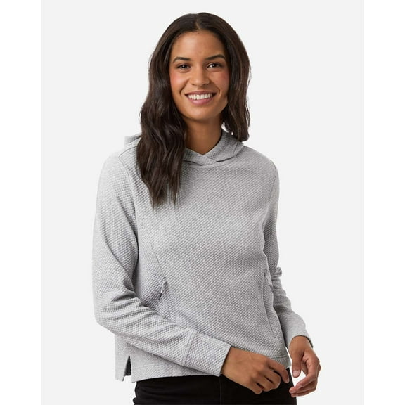 North End NE729W Women's Spirit Textured Hooded Pullover-PLATINUM HEATHER-S