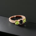 thumbnail image 3 of Gem Stone King 2.32 Ct Oval Black Sapphire Green Peridot 18K Rose Gold Plated Silver Moissanite Ring (Size 7), 3 of 4