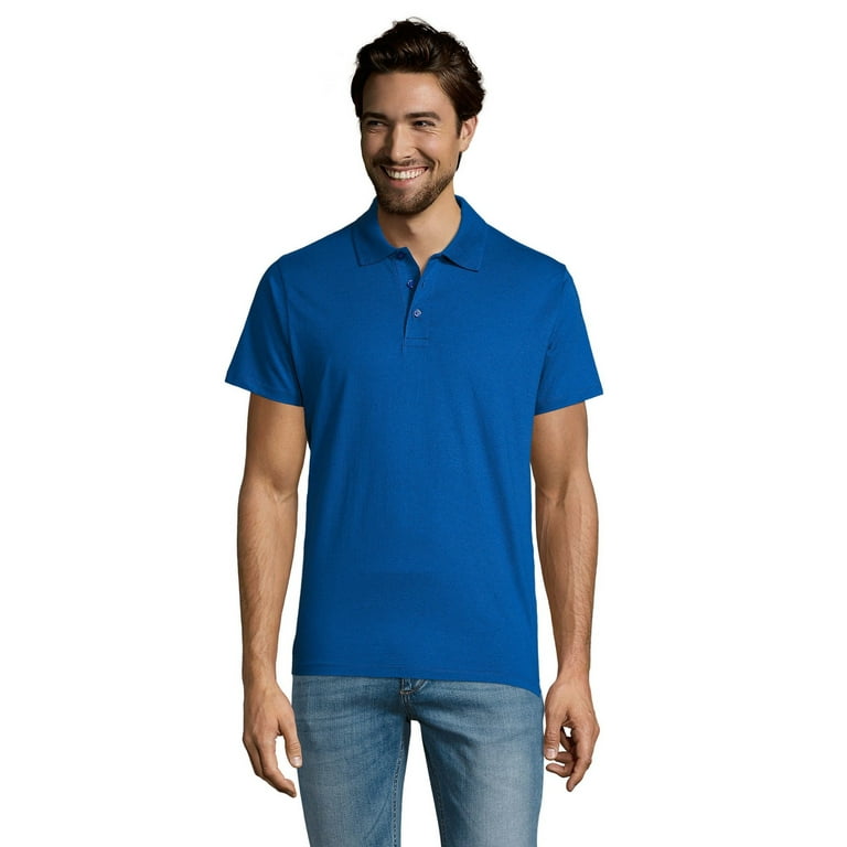 (S, Royal Blue) SOLS Mens Prescott Jersey Short Sleeve Polo Shirt