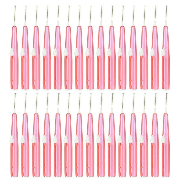 EeaseMX 60 cepillos interdentales de empuje y tracción, con hilo dental, limpiadores interdentales (rosa)
