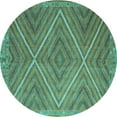 thumbnail image 1 of Ahgly Company Machine Washable Indoor Round Southwestern Turquoise Blue Country Area Rugs, 3' Round, 1 of 4