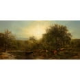thumbnail image 2 of James McDougal Hart 14x9 Black Ornate Wood Framed Double Matted Museum Art Print Titled: Cows Watering (1865), 2 of 5