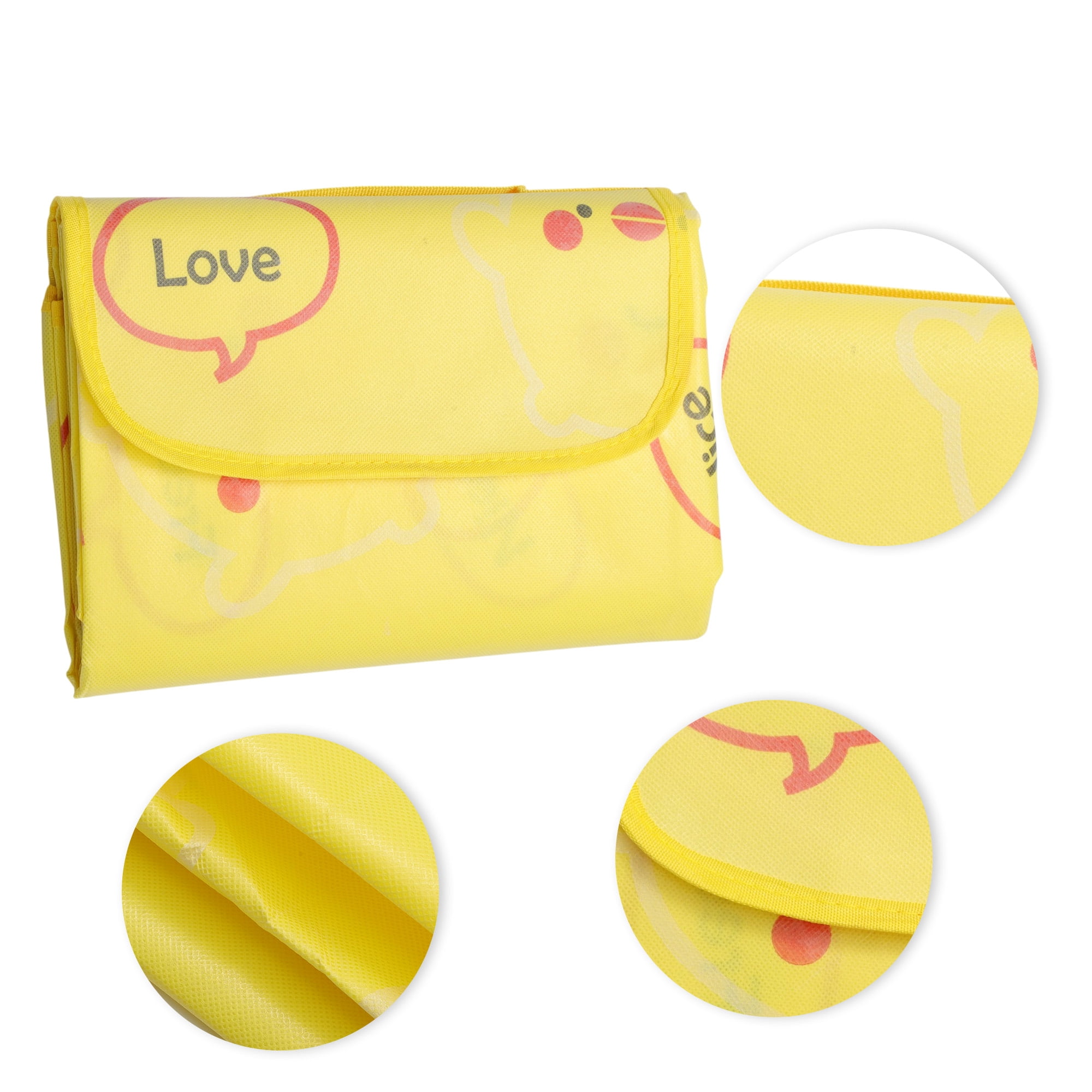 Unique Bargains Picnic Blanket Beach Mat Lightweight with Handle Yellow 200x200cm