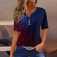 thumbnail image 2 of Women's 250th Anniversary USA Shirt V-Neck Button Patriotic Star Print Short Sleeve T-Shirts Independence Day Top, 2 of 4