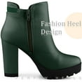 thumbnail image 4 of Unique Bargains Women's Platform Chunky Heels Chelsea Boots Dark Green 7.5, 4 of 5