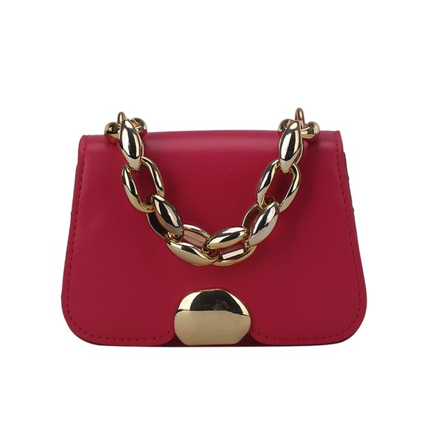 Diseñador Mujer Cadena PU Cuero Crossbody Bolso Mini Flap Bolso (Rosa Roja) Likrtyny Para estrenar