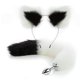 thumbnail image 1 of sm fun fox tail anal plug metal backyard plug suministros para adultos juguete artificial tail suit play silver pequeña cola blanca punta negra + oreja negra punta blanca LingWen 1327537337263, 1 of 1