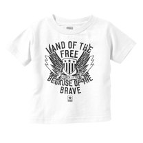 Land of the Free Because of the Brave Toddler Boy Girl T Shirt Infant Toddler Brisco Brands 3T