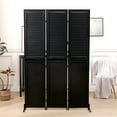 thumbnail image 3 of 3 Panels 5.9 FT Wooden Room Dividers Black Folable Privacy Screen Louver Room Separation Indoor Freestanding Wall Partition Screen, 3 of 12