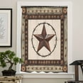 thumbnail image 4 of Country Texas Star Semi Sheer Curtains Drapes for Living Room, Bedroom, French Doors Window 84 Inches Long, Brown Farmhouse Vintage Wooden Rod Pocket Chiffon Curtain Drapery Voile Draperies Panel, 4 of 6