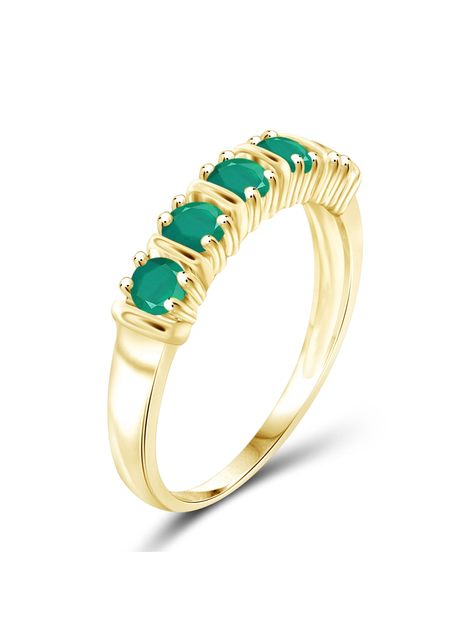JewelersClub Emerald Ring Birthstone Jewelry – 0.50 Carat Emerald 14K Gold Plated Silver Ring Jewelry – Gemstone Rings with Hypoallergenic 14K Gold Plated Silver Band
