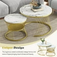 thumbnail image 6 of AESTTY Nesting Coffee Table , Stackable Coffee Table High Gloss Marble, Set Of 2, Round Center Table For Living Room Office, Gold & White, 6 of 7