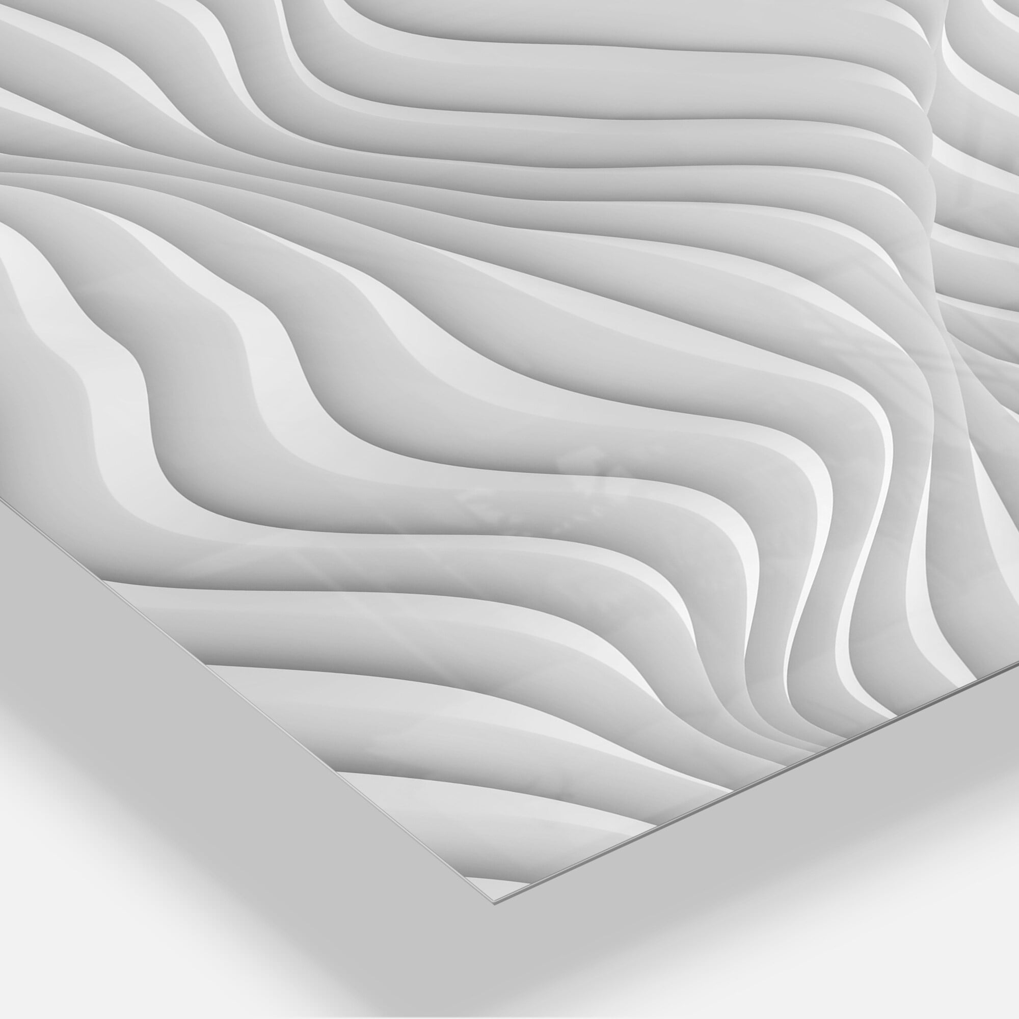 Designart 'Fractal Rippled White 3D Waves' Metal Wall Art