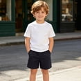 thumbnail image 6 of Boys Girls Tencel Jean Shorts 3-14Y, Lightweight Breathable Elastic Waist Denim Shorts with Pockets for Kids Black 9 Years, 6 of 9