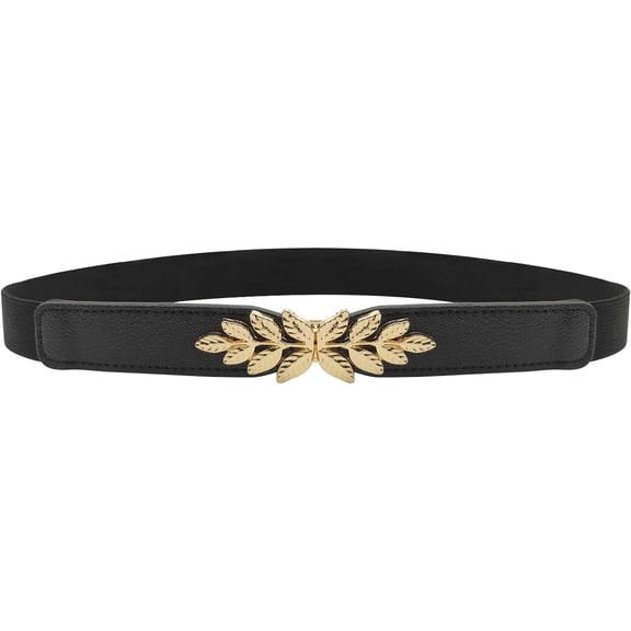 Elastic Waist Belt - Retro Stretch Belt with Gold Buckle
