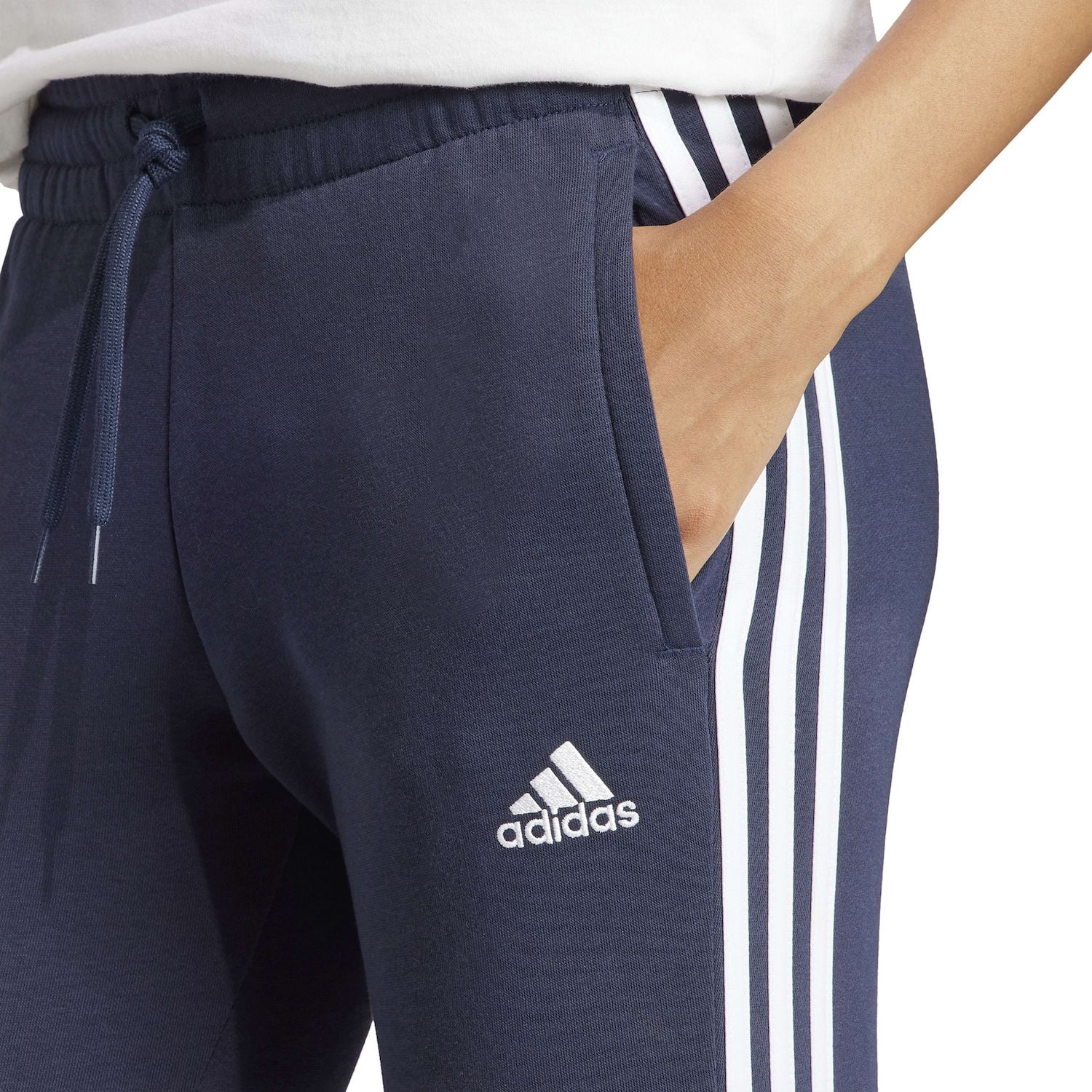 Women's adidas Sportswear Essentials 3-Stripes Fleece Pants Color: Pastel Pink Size: X SMALL