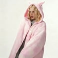 thumbnail image 5 of Mrmaere Men's Hooded Fuzzy Jacket Bunny Ear- Texture Warm Casual Outerwear for Daily & Leisure Wear Pink M, 5 of 7