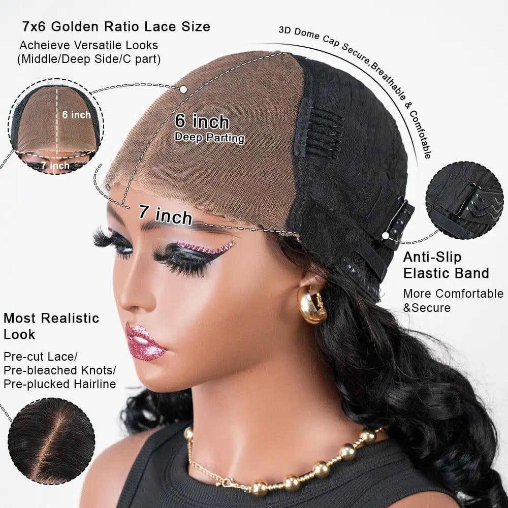 SPOU Short Pixie Cut Wig Human Hair 7X6 HD Lace Straight Wear and Go Glueless Wigs Human Hair 8inch Pre Plucked Pre Cut Short Pixie Wigs for Black Women (Natural Color)