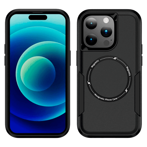 Entronix Magnetic Case Compatible with iPhone 16 Pro, Anti-Slip Shockproof Protective Cover, Black