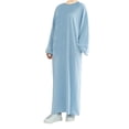 thumbnail image 1 of Gspmoly Robes pour Femmes, Robe Décontractée pour Femmes Musulmanes Unie à Manches Longues, Col Rond, avec Poches, Robe de Cocktail jusqu'à 65 % de Rabais, 1 of 2