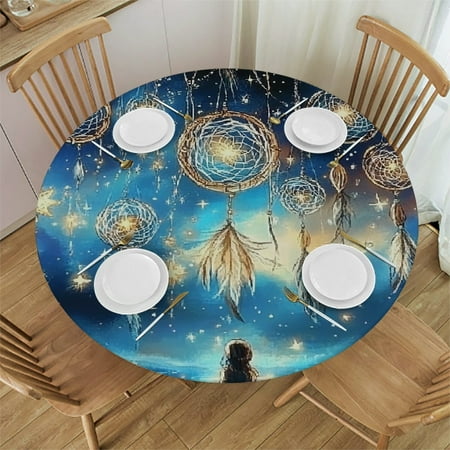 

Patifu Person Stars Dream Catchers Round Tablecloth Stain-Resistant Washable for Indoor Outdoor Restaurants Weddings Parties Home Kitchen Holiday Dinner Decoration 46 -50