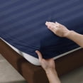thumbnail image 5 of 100% Egyptian Cotton Fitted Sheet Full Size, 600 Thread Count, Single Fitted Sheet Only,16" Deep Pocket Sheet, Soft & Elastic Sateen Weave Bottom Sheet for Hotel & Home (Navy Blue-Stripe, Full), 5 of 7