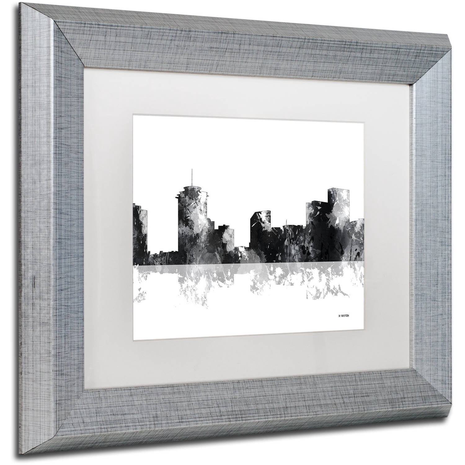 Trademark Fine Art "New Orleans Louisiana Skyline BG-1" Canvas Art by Marlene Watson, White Matte, Silver Frame