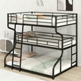 thumbnail image 2 of Metal Full XL over Twin XL over Queen Loft Bunk Bed with Long and Short Ladder, Multifunctional with Safety Guard Rails, Easy to Assemble/No Box Spring Required(Black), 2 of 8