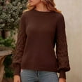 thumbnail image 2 of HAiming Womens Knitted Sweater Csaual Long Sleeve Crewneck Pullover Tops Solid Color Fall Winter Tendy Clothes, 2 of 7