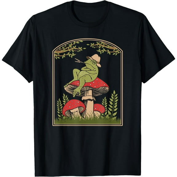 Cottagecore Aesthetic Frog Goblincore Mushroom Toad Fungus Unisex T-Shirt for Men Women Kids Toddler
