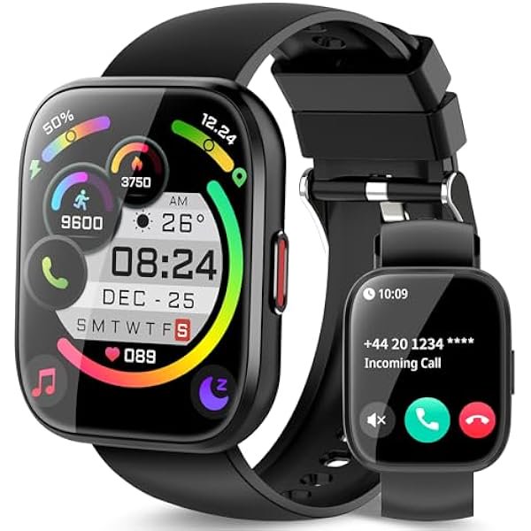 wonima44 Smart Watch for Men Women Bluetooth Call, 1.85" HD Touch Screen Fitness Watch with Sleep Heart Rate Monitor, 112+ Sports Modes, IP68 Waterproof Activity Trackers for Android iOS, Black