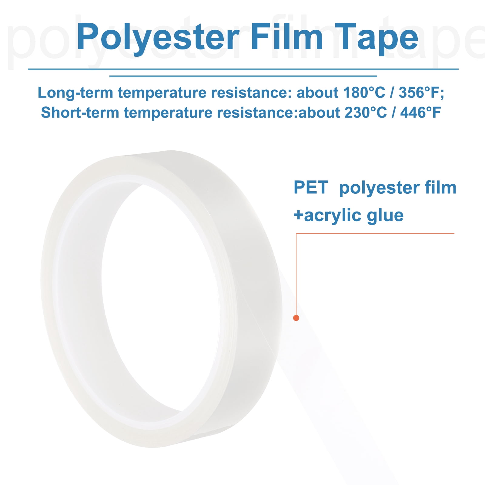 4 Rolls Transparent 0.8 Inch x 36 Yards PET Film Electrical Tape 20mm x 33m