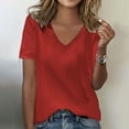 thumbnail image 4 of Womens Tops Knitted Short Sleeved Women's Slim and Versatile Striped Shirt Solid Color Knitted Sweater Shirts for Women, 4 of 4