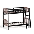 thumbnail image 2 of Zimtown Twin Over Twin Bunk Bed with Safety Guardrails, Solid Wood Bed Frame for Bedroom Guest Room, Quiet Design & Under-Bed Storage, Black & Brown, 2 of 7