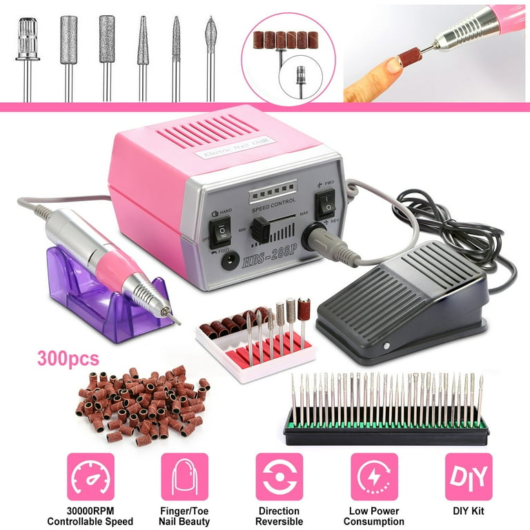 iMountek Professional Acrylic Nail Drill Machine 30000RPM Electric Handpiece with 36 Bits Cuticle Grinder Manicure Pedicure Polishing File Kit for