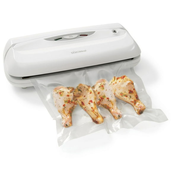 Seal-a-Meal Space Saving Vacuum Sealer, Compact Food Sealing Machine with Vacuum Seal Bags, White