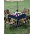 thumbnail image 5 of Square Outdoor Tablecloth with Umbrella Hole Navy Blue Hockey American Flag Outside Table Cloth Waterproof Patio Table Cover Vintage Abstract US Flag Zipper Tablecloths for Picnic Camping 60x60 Inch, 5 of 8