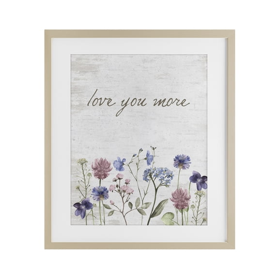 Stupell Industries Shabby Chic Love You More Wildflowers Birch Framed Print Under Glass, 13 x 16, by Lettered and Lined
