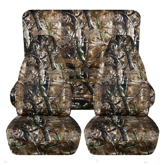 Designcovers Fits 1987-1995 Jeep Wrangler YJ 2door Camo Seat Covers: Woods- Full Set